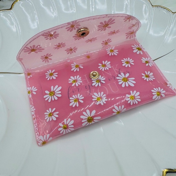 Florals Clear Card Case Wallet in Pink - Picture 4 of 6
